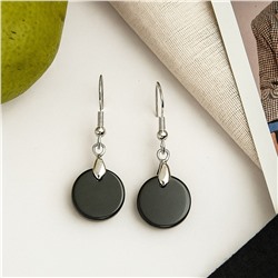 Серьги бижутерия натуральный камень черный агат, арт.007.040