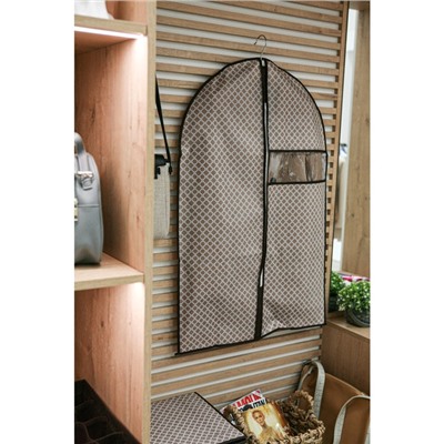 Чехол для одежды Доляна «Браун», ПВХ окно, плотный, 90×60 см, коричневый