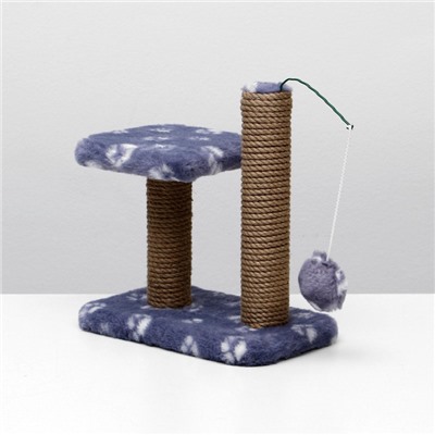 Когтеточка для котят двойная, 30×20×34 см, джут, серая с лапками