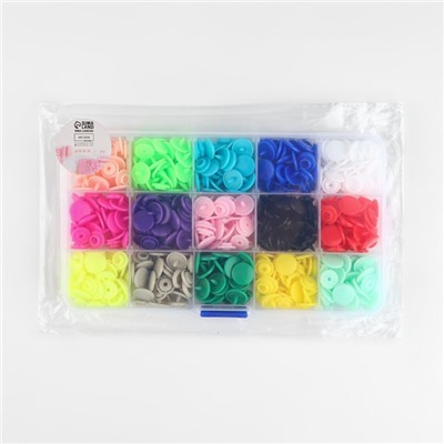 Кнопки пластиковые, d=12 мм, 150 шт., в органайзере, разноцветные