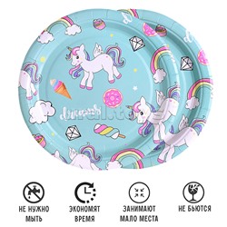 Набор посуды одноразовой "Сладость единорога" тарелки 18*18 см (10 шт.)