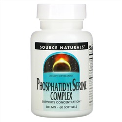 Source Naturals, комплекс с фосфатидилсерином, 500 мг, 60 капсул