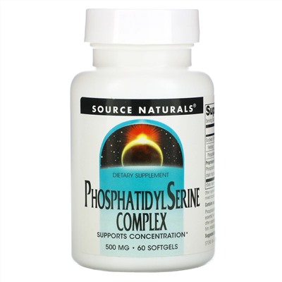 Source Naturals, комплекс с фосфатидилсерином, 500 мг, 60 капсул