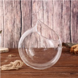 Флорариум «Шар капля», с верёвкой, 12×12×13 см, стекло, прозрачный