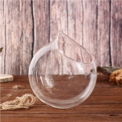 Флорариум «Шар капля», с верёвкой, 12×12×13 см, стекло, прозрачный