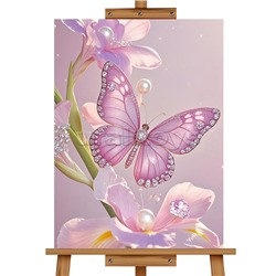 Мозаика алмазная "Бабочка в цветах" 20*30см.
