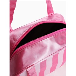 Косметичка-сумка на молнии, средний размер, в полоску, розовая/белая