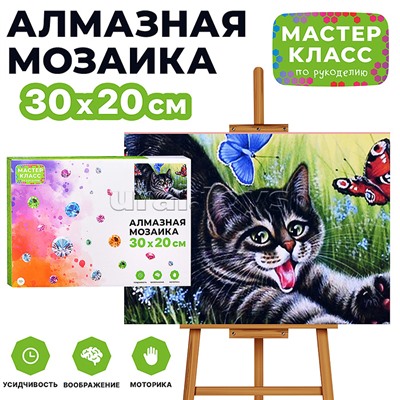 Мозаика алмазная "Игривый котик" 20*30см.