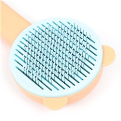 Пуходёрка пластиковая «Кошка» с функцией самоочистки, 8.5×20 см, оранжевая