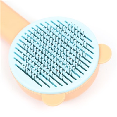 Пуходёрка пластиковая «Кошка» с функцией самоочистки, 8.5×20 см, оранжевая