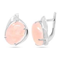 Серьги из серебра розовый кварц, СП90