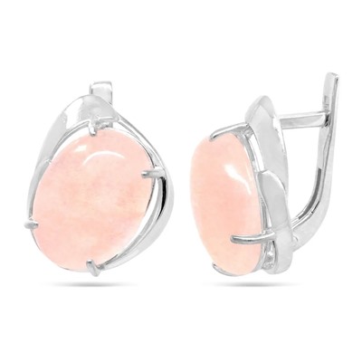 Серьги из серебра розовый кварц, СП90