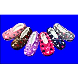 6 ПАР - Носки-тапочки внутри с мехом "Сердечки" женские