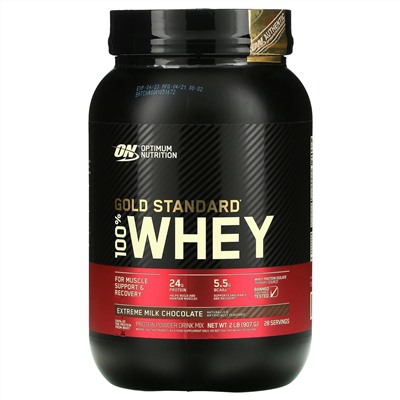 Optimum Nutrition, Gold Standard, 100% Whey, с насыщенным вкусом молочного шоколада, 909 г (2 фунта)
