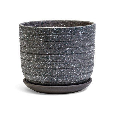 Горшок для цветов «Пряности», 1.6 л, d=15.5 см, h=12.5 см, керамический, с поддоном, серый