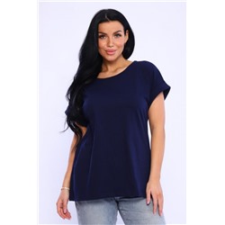 Футболка без рисунка с отворотами на рукавах, хлопок 100%, Арт. 561 (Синий)