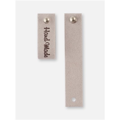 Бирка с кнопкой Hand made, 8×1.5 см, 10 шт., серая