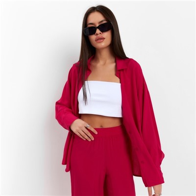 Костюм женский (рубашка, брюки) MIST, размер 42, розовый