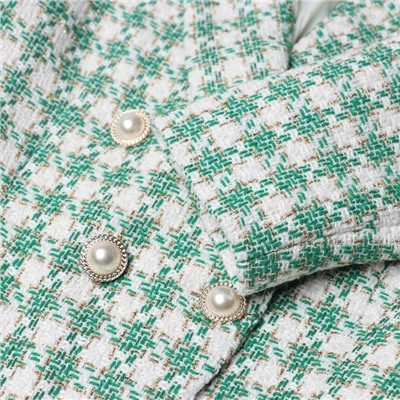 Пиджак женский твидовый двубортный MIST, размер 48. зелёный