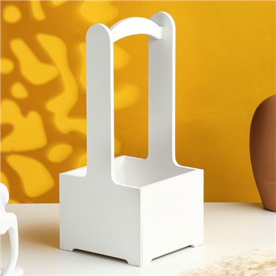 Подарочный ящик, 13.5×13.5×30 см, деревянный, с ручкой, белый