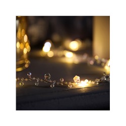 Гирлянда «Нить» 2 м роса с насадками «Кристалл», IP20, нить серебристая, 20 LED, батарейки AAx2 (не в комплекте), 2 режима, свечение тёплое белое