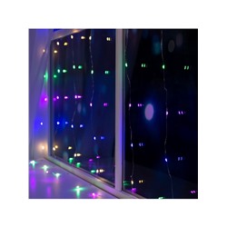 Гирлянда «Занавес» 1.6×1.6 м роса, IP20, серебристая нить, 160 LED, свечение мульти, 8 режимов, 220 В
