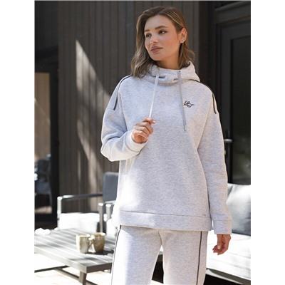 Худи среднего объема из эластичного футера трехнитики c начесом