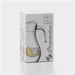 Кувшин Paşabahçe Bistro, 1 л, стекло, белая крышка, прозрачный