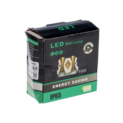 УЦЕНКА Светильник фасадный «Глосс», FSD-046, 4 Вт, 3000К, 2 луча, IP65, 220 В, пластик, черный 100