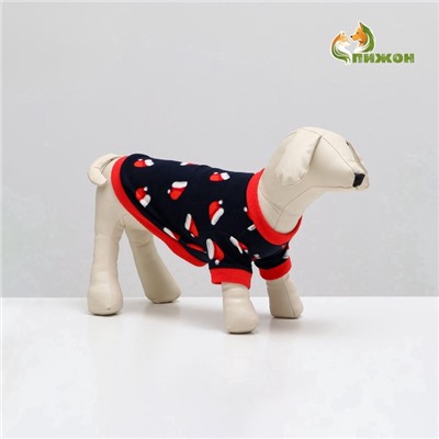 Толстовка для собак «Новогодний колпак», размер L, синяя (ДС 38, ОШ 34, ОГ 48 см)