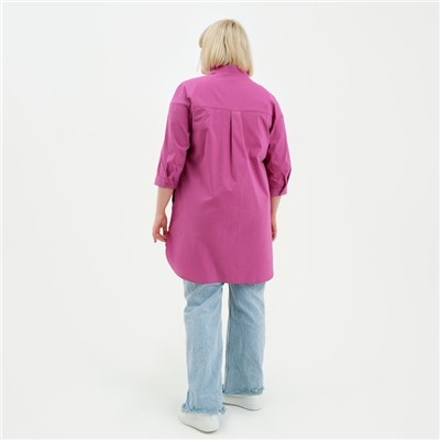 Рубашка женская с воланом MIST plus-size, размер 50, розовая