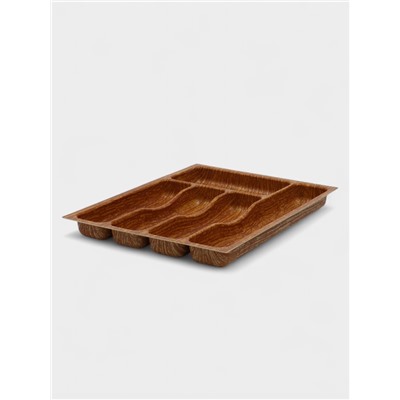 Лоток для столовых приборов в ящик BARONESS «Вуди», 36×29×5 см, 5 отделений, пластик, коричневый