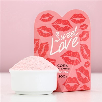 Соль для ванны Sweet love, 200 г, аромат бабл-гама, Чистое счастье