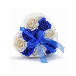 Мыльные розочки, синие и белые, набор 9 шт.