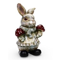 Садовая фигура из полистоуна «Зайка с грибами», 26×12×16 см