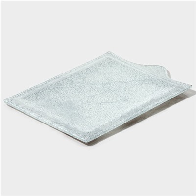 Блюдо стеклянное сервировочное Magistro «Мрамор», 26.5×17.5×2 см, цвет белый