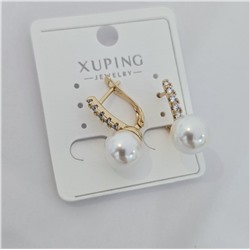 Серьги коллекция "Xuping" покрытие позолота, вставка: фианиты и искусственный жемчуг, арт.004.100