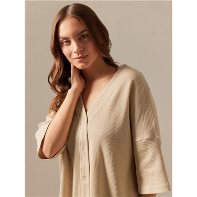 Пижама женская (рубашка, шорты) SL HOME Soft Home, размер 52-54, бежевая