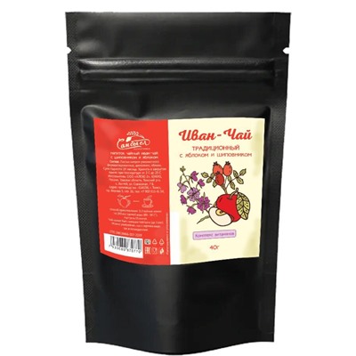 Иван-чай ферментированный с Шиповником и Яблоком / 40 г / дой-пак / ТМ Сам бы ел