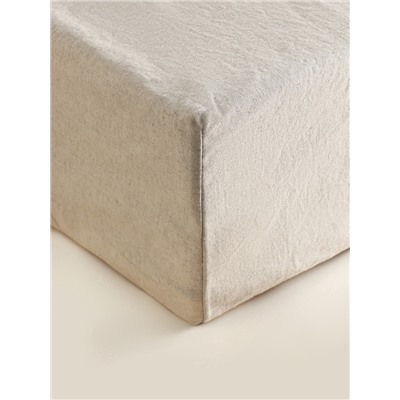 Простыня на резинке 1.5-спальная SL Home Linen collection, 140×200+30 см, бежевая, полулён