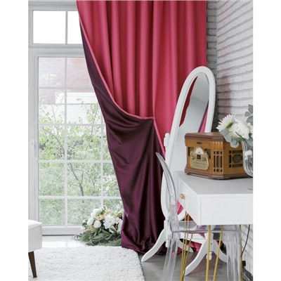 Штора блэкаут портьерная «Этель», 270×300 см, розовая