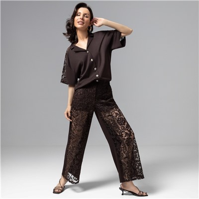 Кюлоты комбинированное с кружевом, Больше, чем просто стиль (горький шоколад)