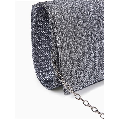 Сумка-клатч женская вечерняя на магните, на цепочке, блестящая, серебристая