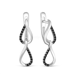 Серьги из серебра с фианитами родированные 925 пробы С-7316р216