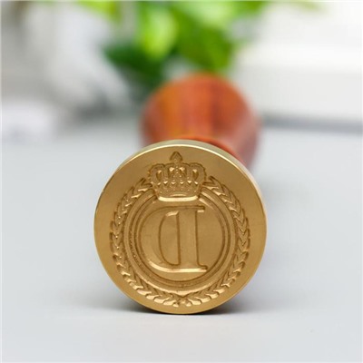 Печать для сургуча с деревянной ручкой «Корона с буквой D», 9×2.5×2.5 см