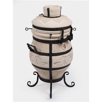 Тандыр «СамОбжар» с откидной крышкой, h=98 см, d=52 см, 97 кг, 12 шампуров, кочерга, совок