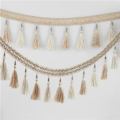 Тесьма для штор, с кистями и бусинами, 13 см, 5±0.5 м, белая, бежевая