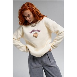 8526 Женский свитшот оверсайз (Молочный_капибара)