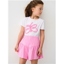 Комплект трикотажный для девочек: фуфайка (футболка), шорты