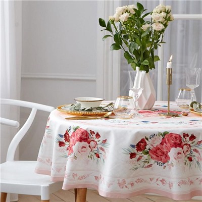 Скатерть круглая «Этель. Розы», d=160 см, 100 % хлопок, саржа 190 г/м²